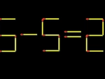 Thử tài IQ: Di chuyển một que diêm để 5-5=2 thành phép tính đúng