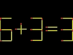 Thử tài IQ: Di chuyển một que diêm để 6+3=3 thành phép tính đúng