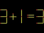 Thử tài IQ: Di chuyển một que diêm để 3+1=3 thành phép tính đúng