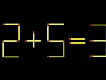 Thử tài IQ: Di chuyển một que diêm để 2+5=3 thành phép tính đúng