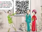 Thời của thiệp cưới in mã QR