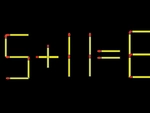Thử tài IQ: Di chuyển một que diêm để 5+11=6 thành phép tính đúng