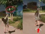 Cô gái mất đôi dép khi trộm xoài