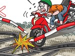 Cũng liều nhắm mắt đưa xe... vượt chắn tàu