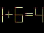 Thử tài IQ: Di chuyển một que diêm để 1+6=4 thành phép tính đúng