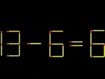 Thử tài IQ: Di chuyển một que diêm để 13-6=6 thành phép tính đúng