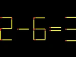 Thử tài IQ: Di chuyển một que diêm để 2-6=3 thành phép tính đúng