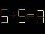 Thử tài IQ: Di chuyển một que diêm để 5+5=8 thành phép tính đúng