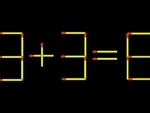 Thử tài IQ: Di chuyển một que diêm để 3+3=8 thành phép tính đúng