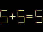 Thử tài IQ: Di chuyển một que diêm để 5+5=5 thành phép tính đúng