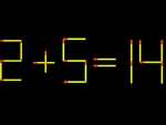 Thử tài IQ: Di chuyển một que diêm để 2+5=14 thành phép tính đúng