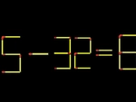 Thử tài IQ: Di chuyển một que diêm để 5-32=8 thành phép tính đúng