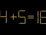 Thử tài IQ: Di chuyển một que diêm để 4+5=18 thành phép tính đúng