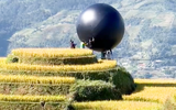 Nhóm khách nước ngoài đặt quả cầu đen trên ruộng bậc thang Mù Cang Chải để làm gì?