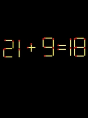 Thử tài IQ: Di chuyển một que diêm để 21+9=18 thành phép tính đúng
