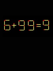 Thử tài IQ: Di chuyển một que diêm để 6+99=9 thành phép tính đúng