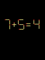 Thử tài IQ: Di chuyển một que diêm để 7+5=4 thành phép tính đúng