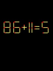 Thử tài IQ: Di chuyển một que diêm để 86+11=5 thành phép tính đúng