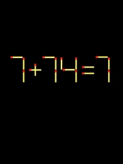 Thử tài IQ: Di chuyển một que diêm để 7+74=7 thành phép tính đúng
