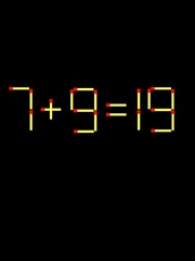 Thử tài IQ: Di chuyển một que diêm để 7+9=19 thành phép tính đúng