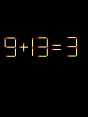 Thử tài IQ: Di chuyển một que diêm để 9+13=3 thành phép tính đúng