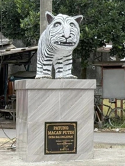 Tượng hổ trắng ở Indonesia gây sốt vì ngoại hình... khó đỡ