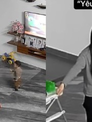 Bé trai lém lỉnh khi thấy mẹ cầm roi