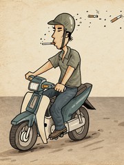 Một điếu thuốc, cả làn đường cùng 'thưởng thức'