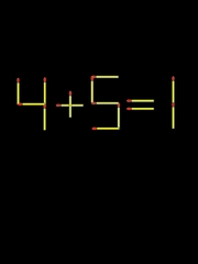 Thử tài IQ: Di chuyển một que diêm để 4+5=1 thành phép tính đúng