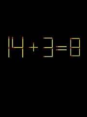 Thử tài IQ: Di chuyển một que diêm để 14+3=8 thành phép tính đúng