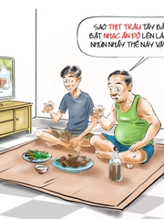 Thịt trâu gác bếp cũng biết nhún nhảy