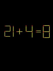 Thử tài IQ: Di chuyển một que diêm để 21+4=8 thành phép tính đúng