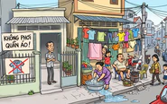 Chừa đất trống cho thông thoáng xe cộ, hàng xóm lấy trồng rau, phơi đồ