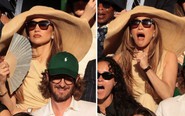 Jennifer Lopez gây tranh cãi ở Wimbledon vì chiếc nón quá khổ