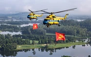 Vietnam Air Force helicopter regiments rehearse flag formation flights ahead of National Day
