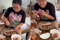 Chị gái quay video trổ tài chặt thịt heo và cái kết khiến người xem ngỡ ngàng