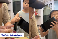 Con trai bắt bài mẹ giả vờ bị phỏng siêu hài hước