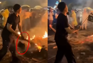Anh chàng đãng trí vứt túi người yêu vào đống lửa