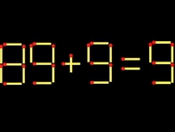 Thử tài IQ: Di chuyển một que diêm để 89+9=9 thành phép tính đúng