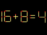 Thử tài IQ: Di chuyển một que diêm để 16+8=4 thành phép tính đúng