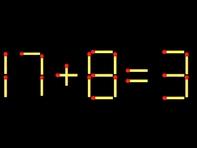 Thử tài IQ: Di chuyển một que diêm để 17+8=3 thành phép tính đúng