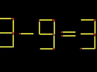Thử tài IQ: Di chuyển một que diêm để 3-9=3 thành phép tính đúng