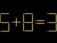 Thử tài IQ: Di chuyển một que diêm để 5+8=3 thành phép tính đúng