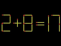 Thử tài IQ: Di chuyển một que diêm để 2+8=17 thành phép tính đúng