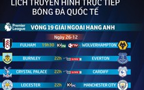 Lịch trực tiếp vòng 19 Premier League: Manchester City quyết gượng dậy