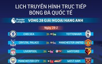 Lịch truyền hình vòng 28 Premier League: Đại chiến Chelsea - Tottenham