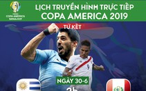 Lịch trực tiếp tứ kết Copa America 2019: Uruguay gặp Peru