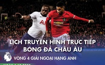 Lịch trực tiếp bóng đá châu Âu tối 4-10: M.U đại chiến Tottenham