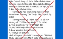 'Quận 7 đang có 2 điểm tiêm vắc xin tự do, không cần đăng ký' là thông tin giả
