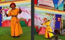 Yên Bái thông tin việc 'giang hồ mạng' Phú Lê mặc trang phục giống vua, tặng quà ở trường học